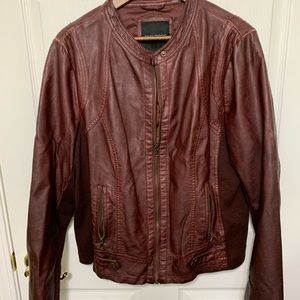 Maurice’s wine color faux leather jacket. Size 2
